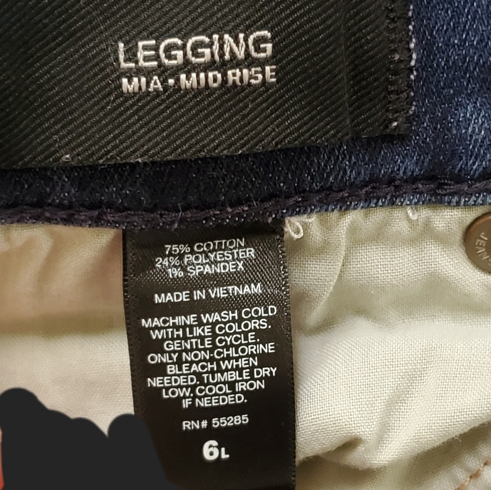 Express Mia Distressed Mid Rise Jean Legging - Picture 6 of 6